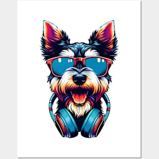 Cesky Terrier Smiling DJ: A Joyful Canine Mix Posters and Art